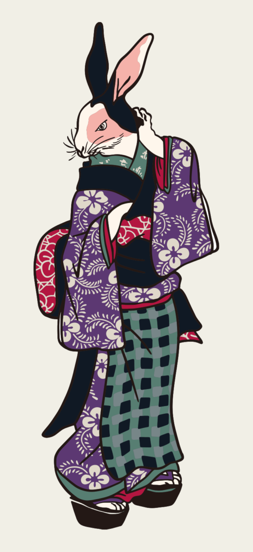 Ukiyoe of kimono rabbit / illustration