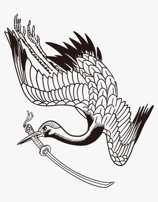 Crane and Japanese sword / drawing