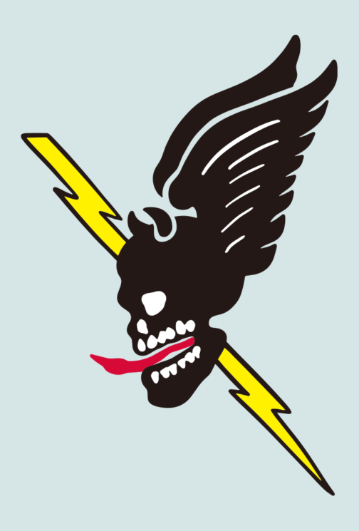 Skull with horns and wings / Retro military patch