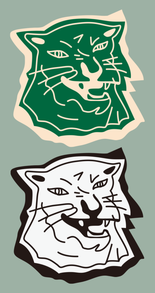 Tiger drawn with a single line 01 / Military patch design