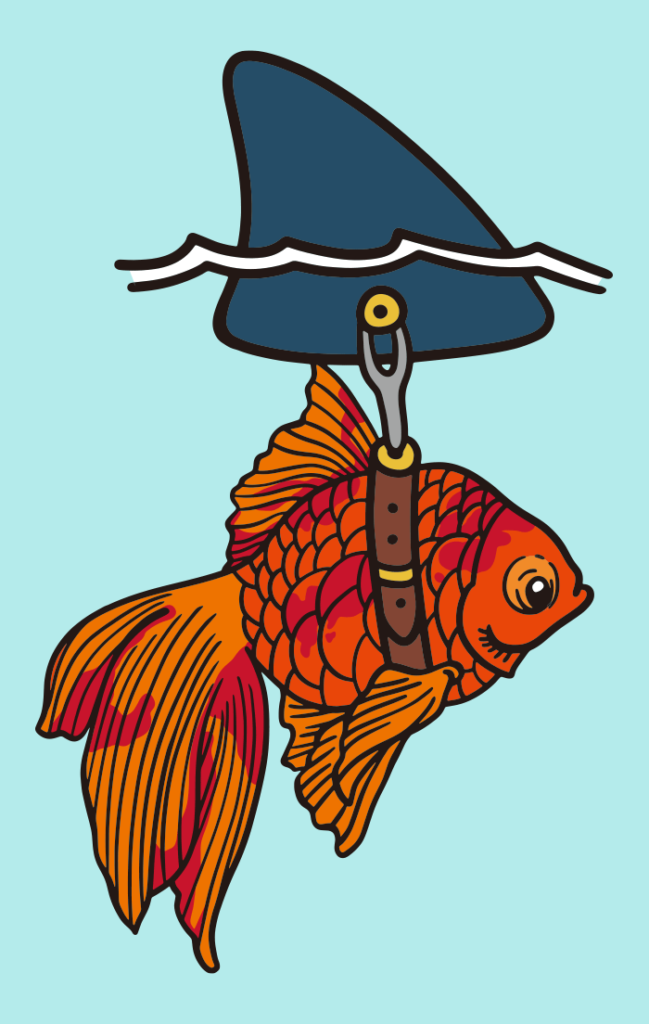 Goldfish Pretending To Be Shark Illustration Ai Illustrator File goldfish-pretending-to-be-shark-illustration-ai-illustrator-file