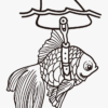 Peixinho dourado fingindo ser tubarão / ilustração - Image 2