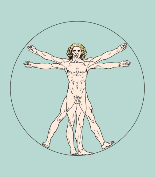 Witruwiański diagram ludzkiego ciała / ilustracja