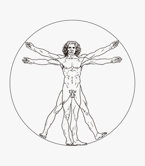 Witruwiański diagram ludzkiego ciała / ilustracja