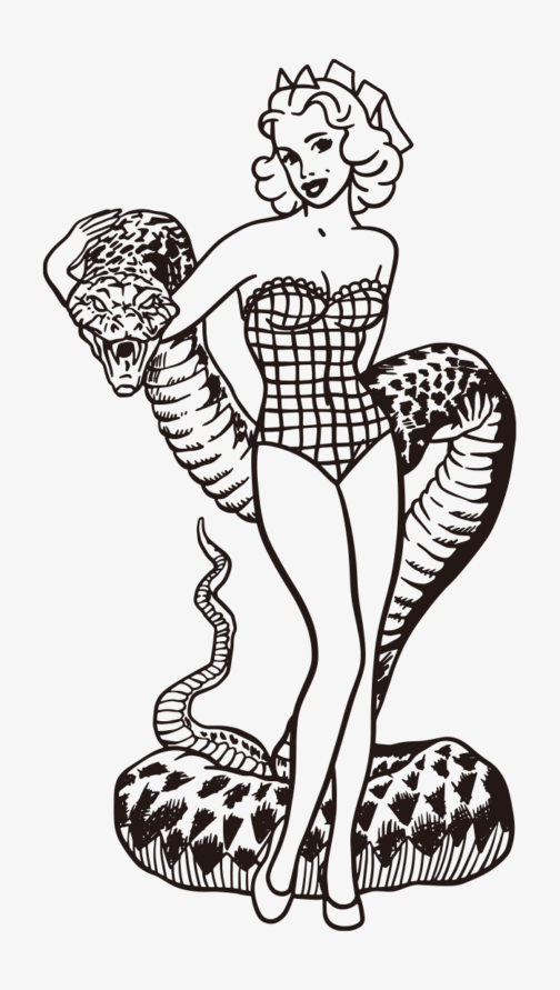 Pin ups / Girl with big snake