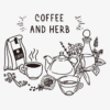 Handgetekende illustratie van koffie en kruidenthee set - Afbeelding 2