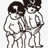 Babyjongen en meisje in luiers / illustratie, vector - Afbeelding 2