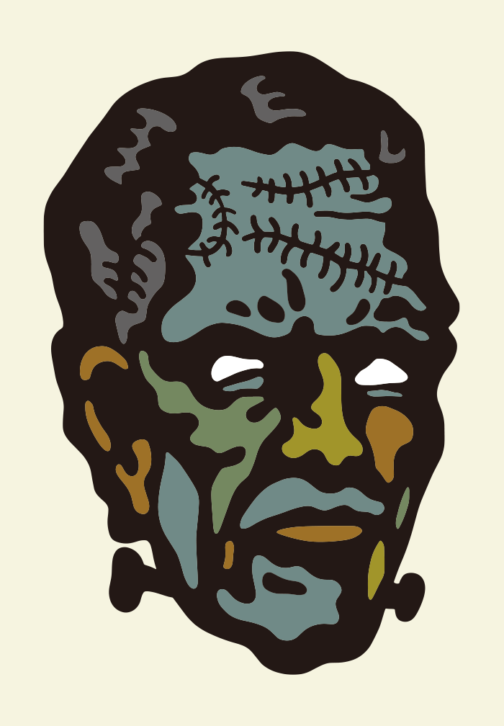 Frankenstein in the style of old illustration