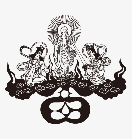 Raigo Koshin print (religious Buddhist print) / illsutration, vector