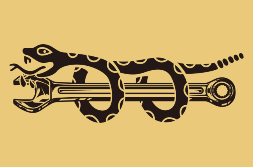 Textura del logotipo de serpiente y llave inglesa