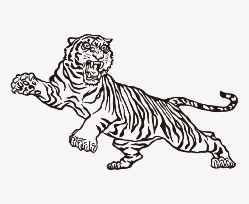 Retro tijgertekening/illustratie, vector
