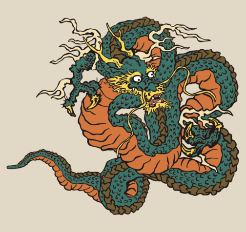 ड्रैगन ड्राइंग / जापानी उकियो-ए