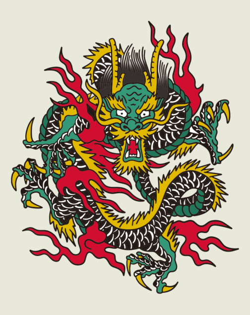 Retro American traditional of dragon / illustration, vector