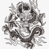 Retro tradizionale americano del drago/illustrazione, vettore - immagine 2