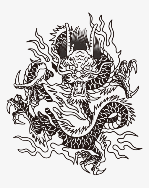 Rétro américain traditionnel de dragon / illustration, vecteur