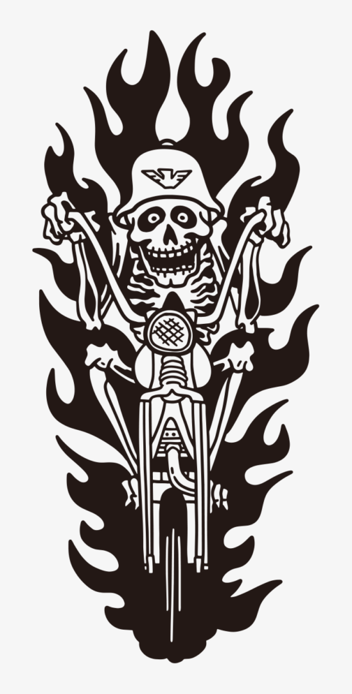 Skelett-Geisterfahrer / Flamme vom Fahrrad