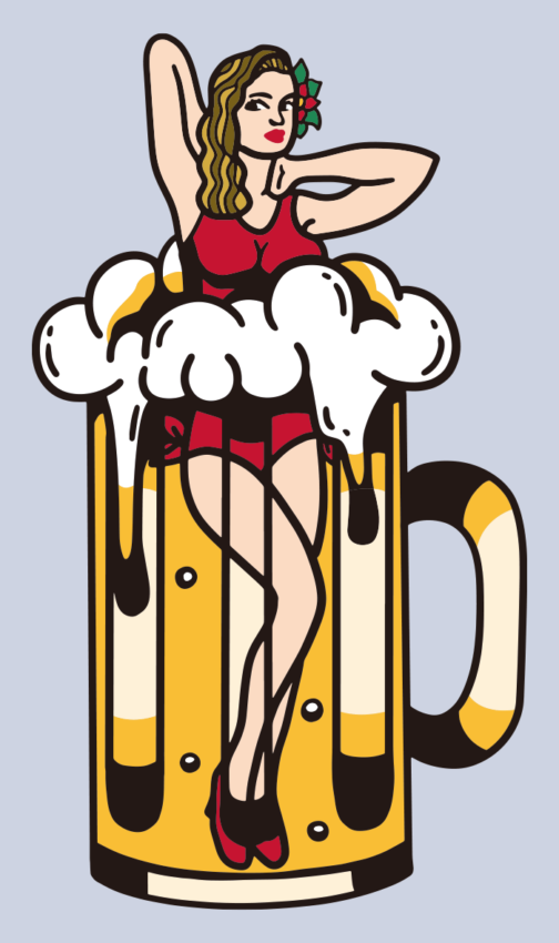 Chica sexy en cerveza / ilustración