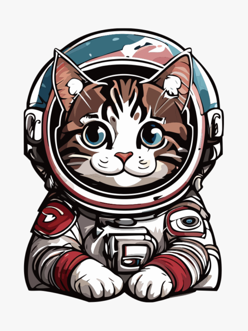 Illustration of a cute cat wearing a space suit 02