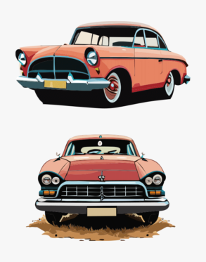 Denkbeeldige retro autoillustratie