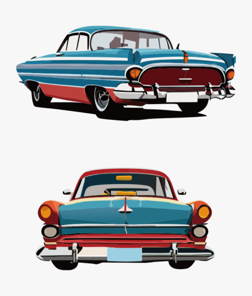 Wyimaginowana ilustracja samochodu retro