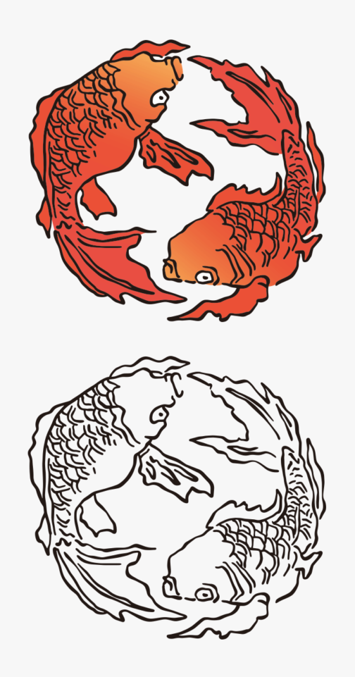 Illustration of goldfish crest