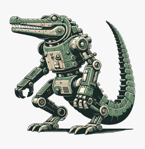 Ilustração de robô crocodilo