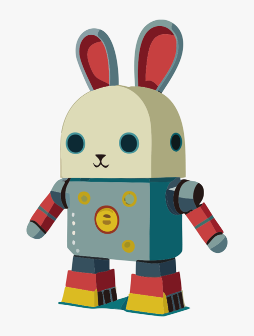 可愛いレトロ調なウサギのロボットのイラスト素材