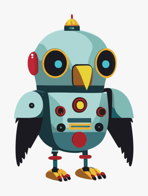 可愛いレトロな鳥ロボットのイラスト素材