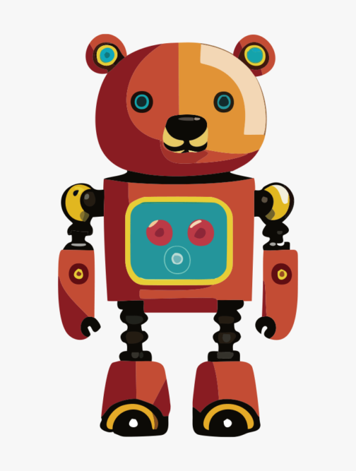 귀여운 복고풍 곰 로봇