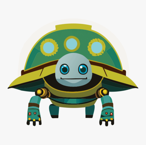 Ładny robot-żółw w stylu retro