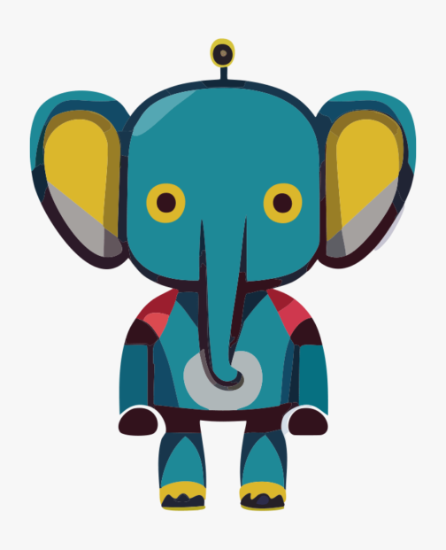 Robô elefante retrô bonito