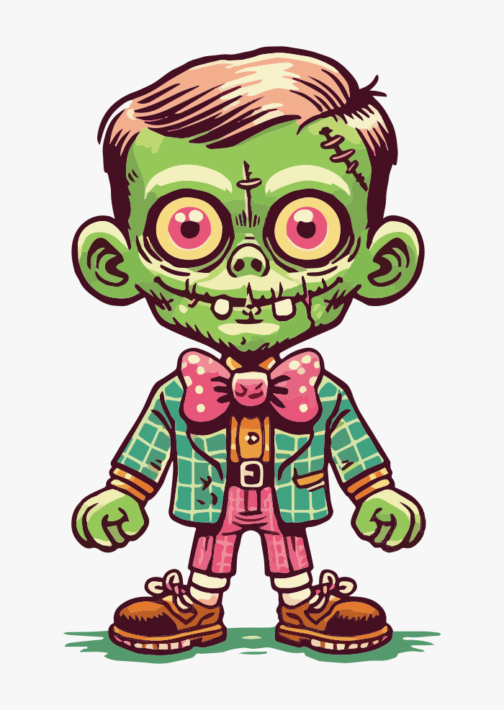 Ilustracja zombie ładny chłopiec