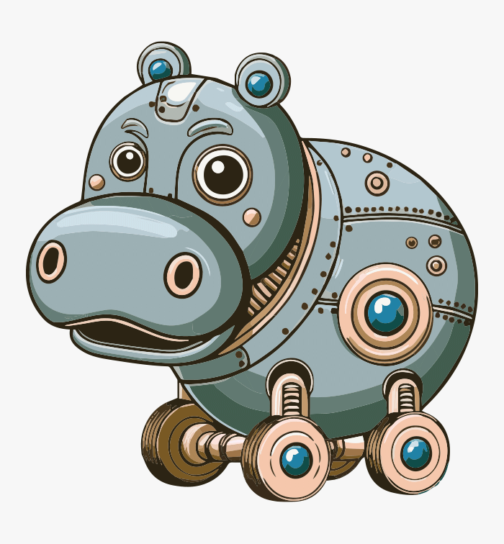 Ilustração de um robô hipopótamo fofo