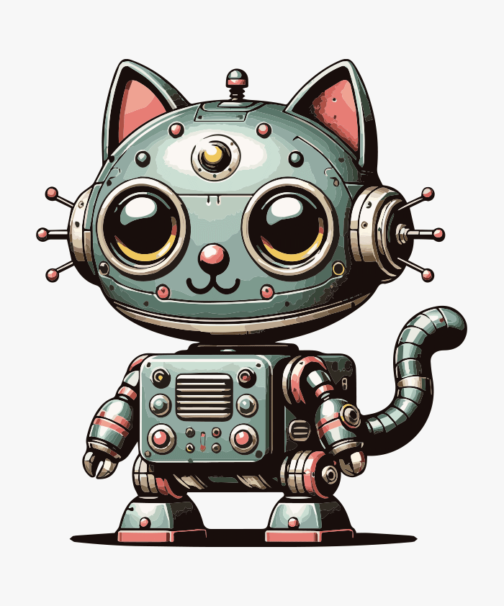 Ilustração de um robô gato fofo