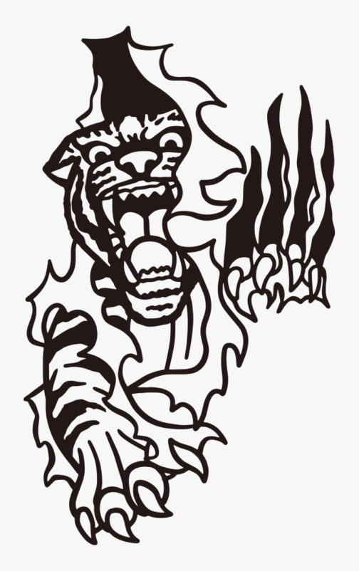 बाघ के हमले का टैटू डिज़ाइन / चित्रण