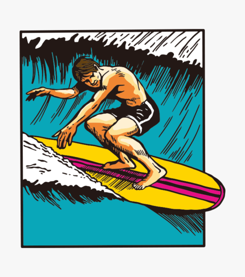 Ilustração de surfista retrô