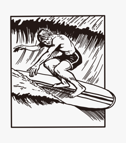Ilustracja retro surfera