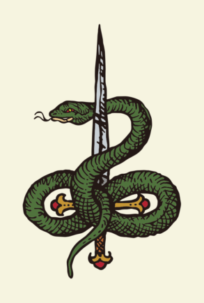 Ilustração de punhal e cobra