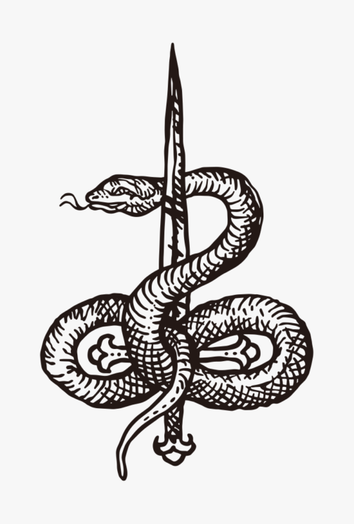 Ilustracja sztyletu i węża