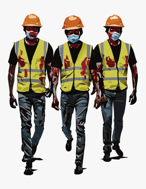 Ilustração de trabalhadores zumbis