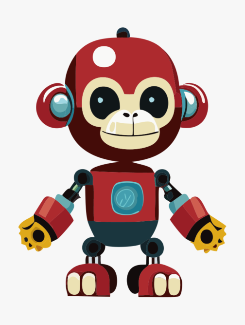 प्यारा रेट्रो बंदर रोबोट