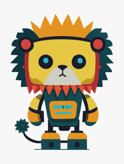 可愛いレトロなライオン ロボットのイラスト
