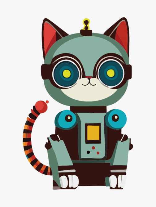 Ładny robot-kot w stylu retro
