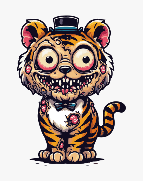 Ilustración linda del tigre zombie