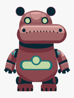 Cute retro hippo robot