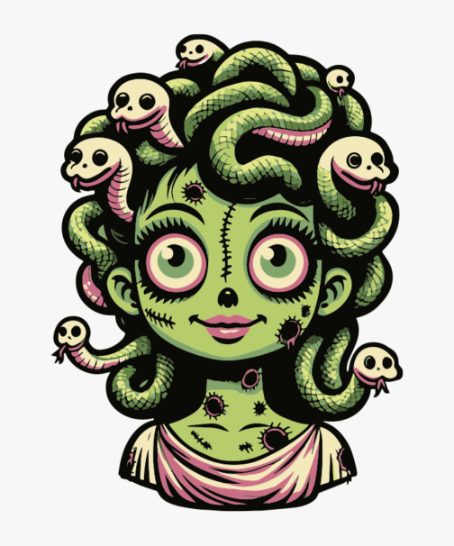 Niedliche Medusa-Zombie-Illustration