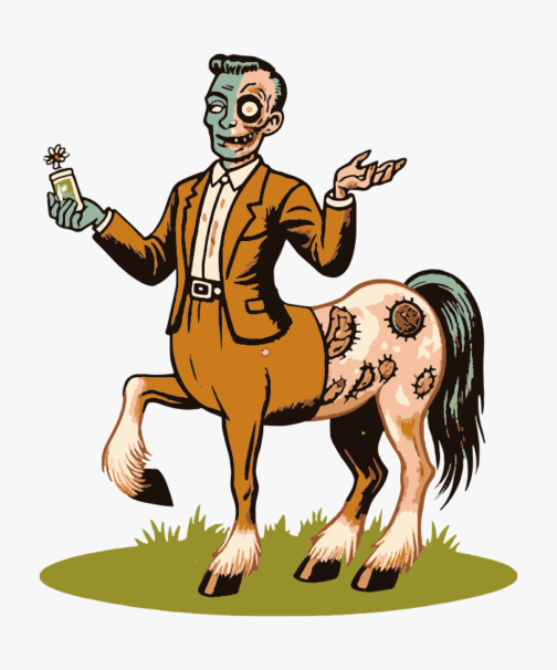 Ilustração de centauro zumbi