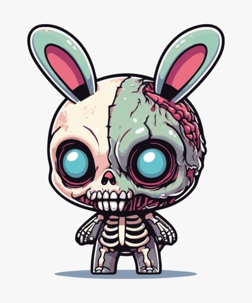 Personnage de lapin zombie