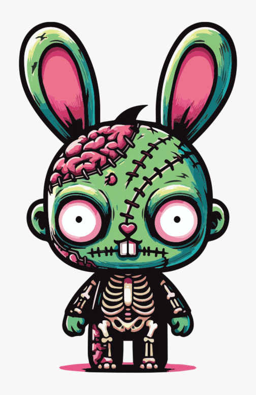 Personnage zombie lapin squelette