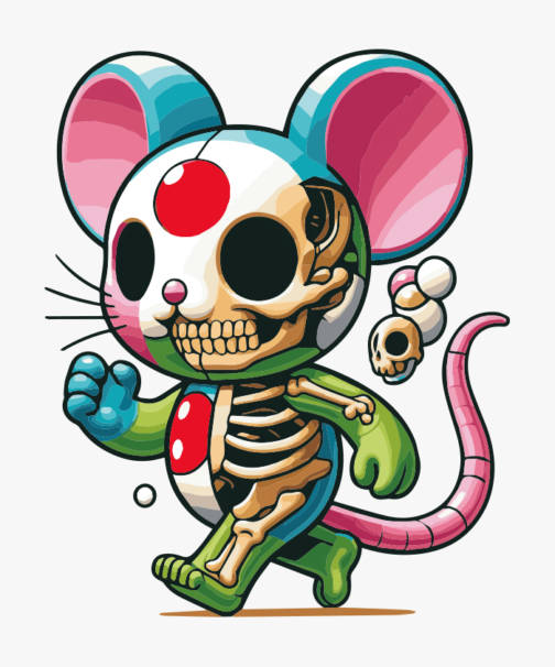 Personagem esqueleto de rato zombie